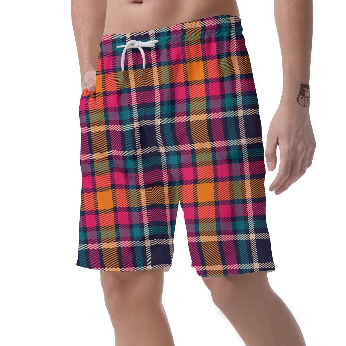 Colorful Plaid Tartan Men's Shorts-grizzshop