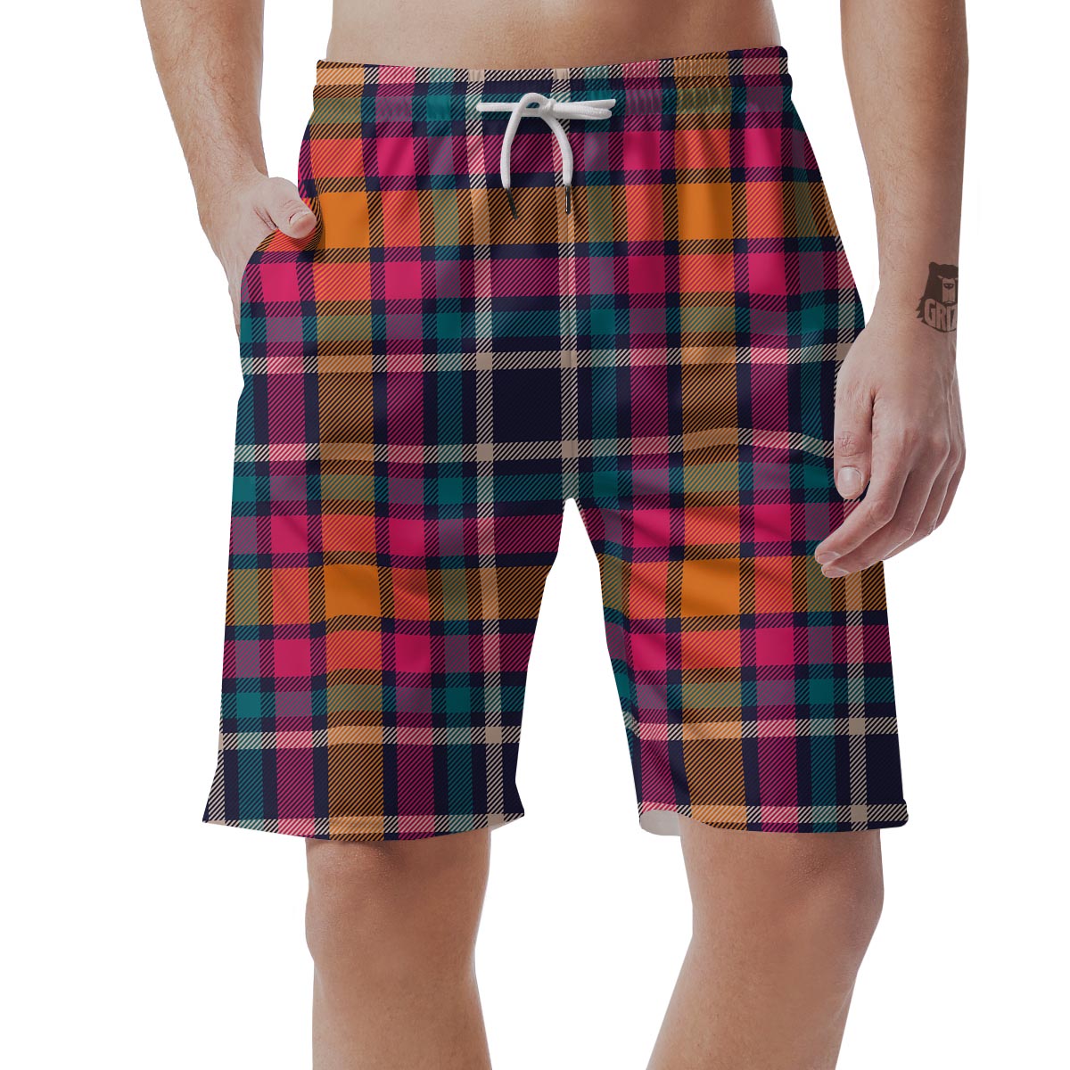 Colorful Plaid Tartan Men's Shorts-grizzshop