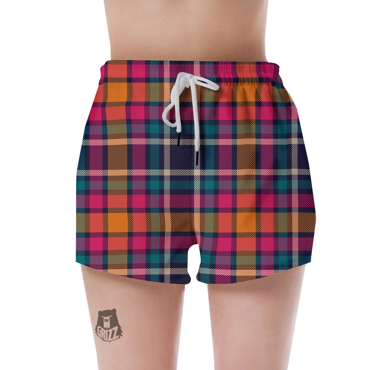 Colorful Plaid Tartan Women's Shorts-grizzshop