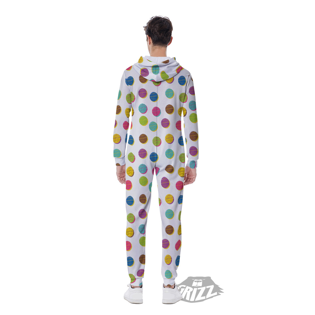 Colorful Polka Dot Hand Drawn Print Pattern Men's Jumpsuit-grizzshop