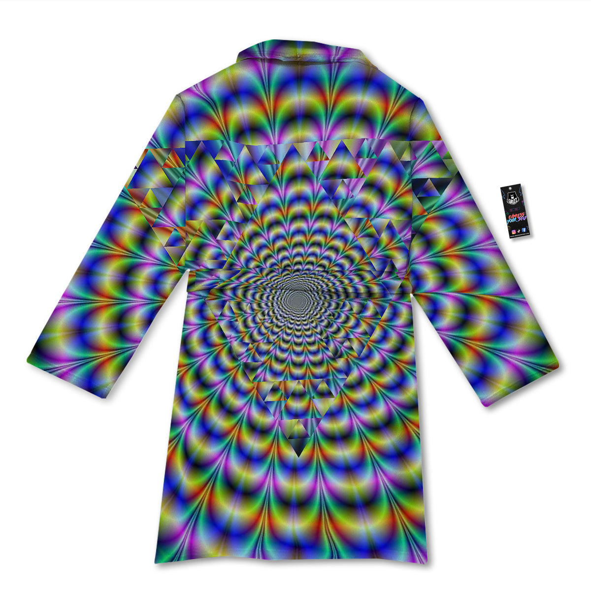 Colorful Psychedelic And Triangle Print Bathrobe-grizzshop