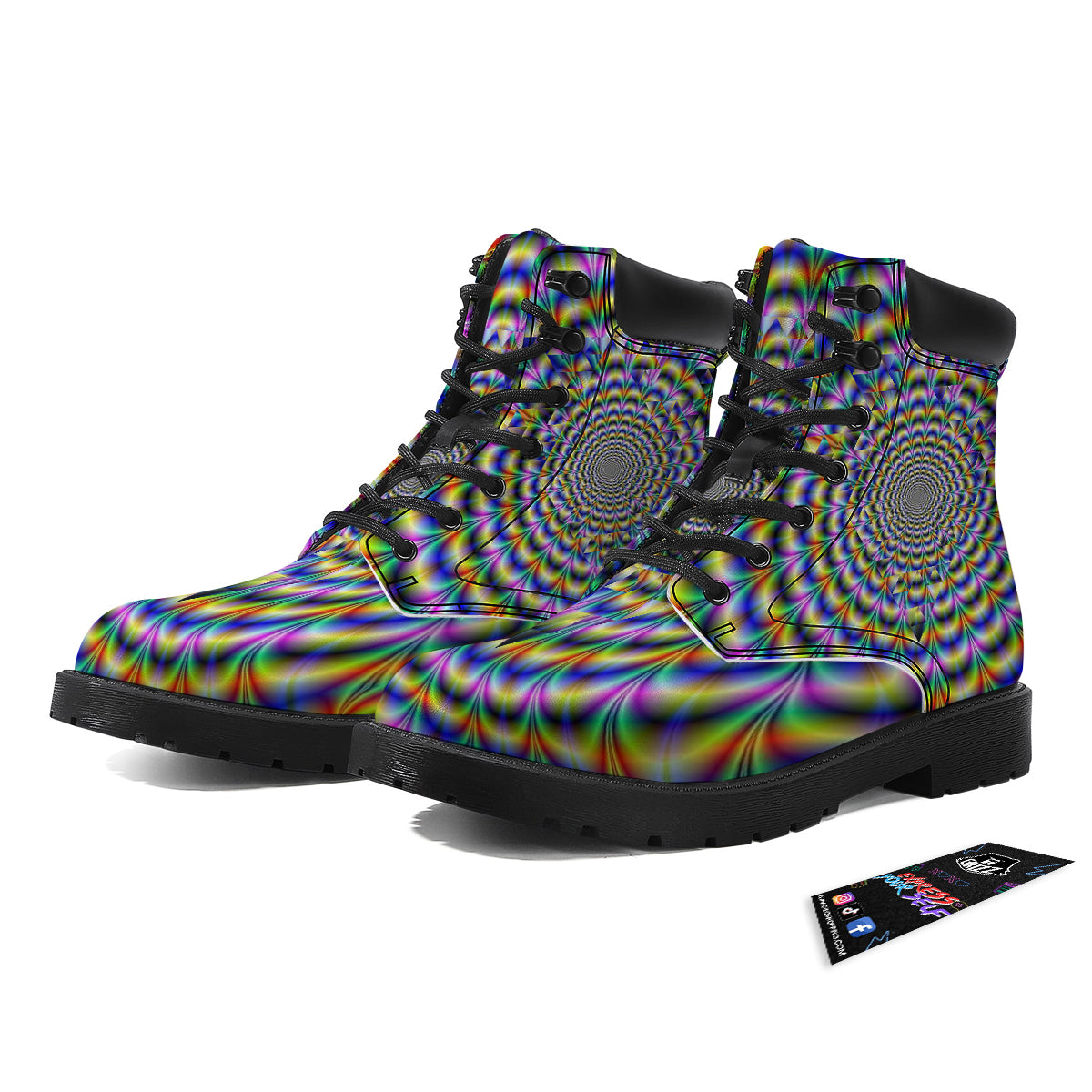 Colorful Psychedelic And Triangle Print Boots-grizzshop