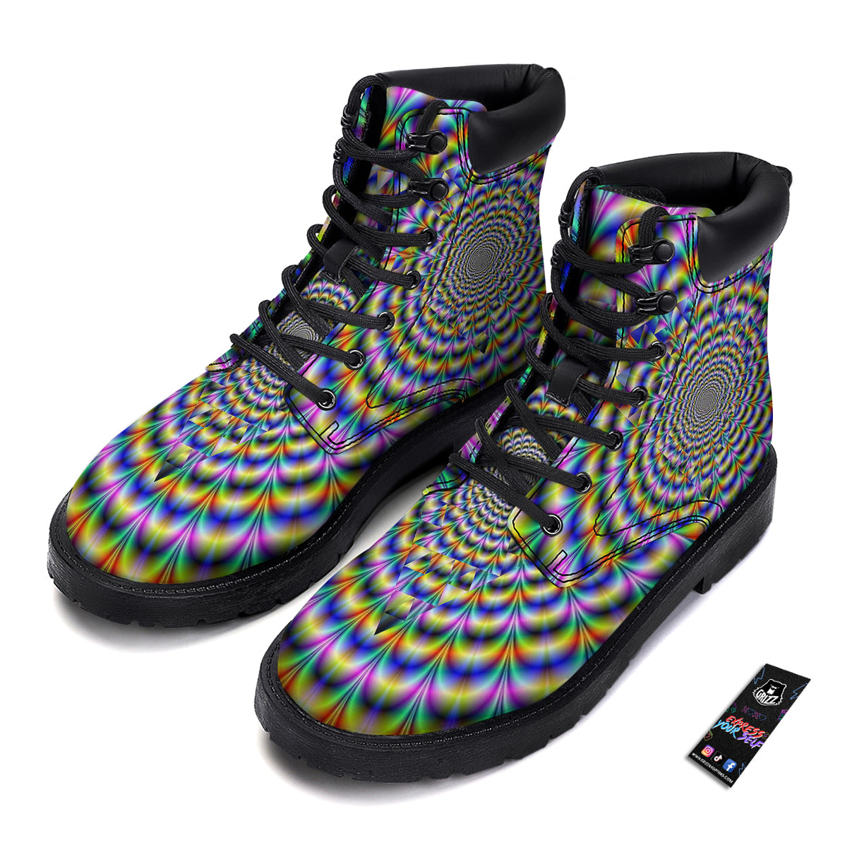 Colorful Psychedelic And Triangle Print Boots-grizzshop