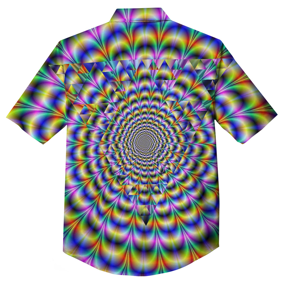 Colorful Psychedelic And Triangle Print Button Up Shirt-grizzshop