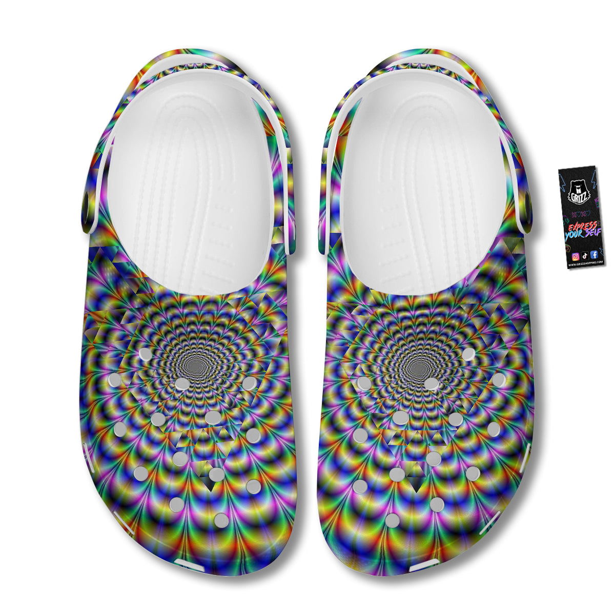 Colorful Psychedelic And Triangle Print Clog-grizzshop