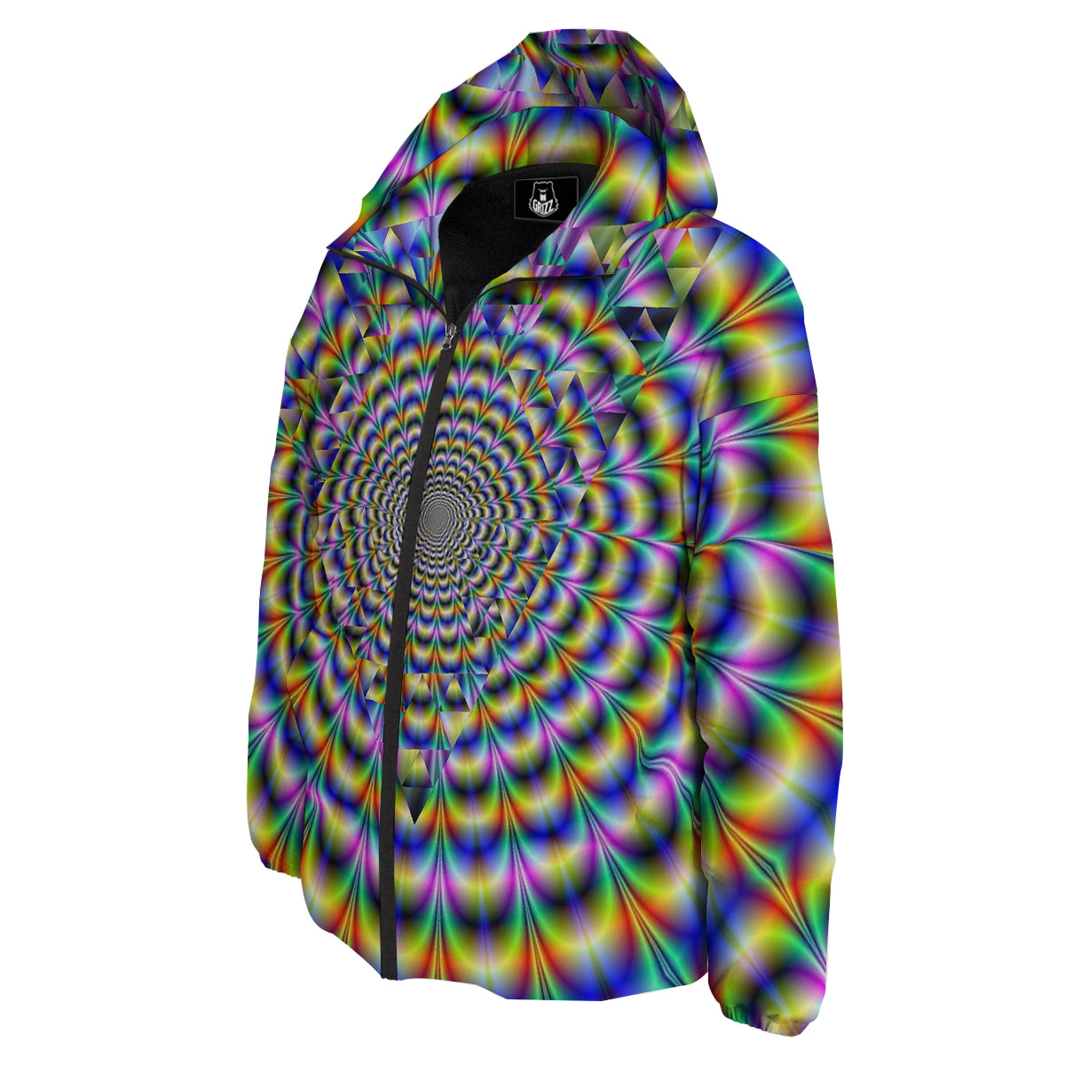 Colorful Psychedelic And Triangle Print Down Jacket-grizzshop