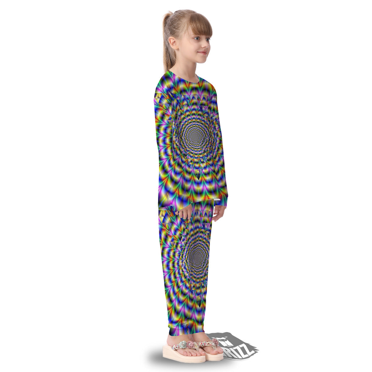 Colorful Psychedelic And Triangle Print Kid's Pajamas-grizzshop