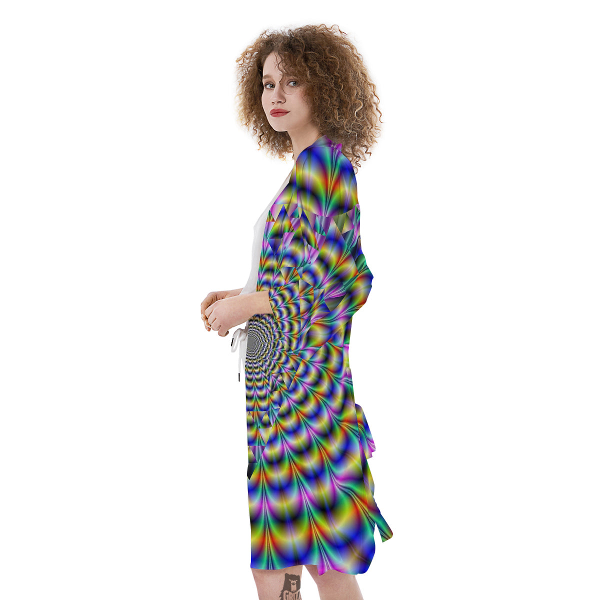 Colorful Psychedelic And Triangle Print Kimono-grizzshop