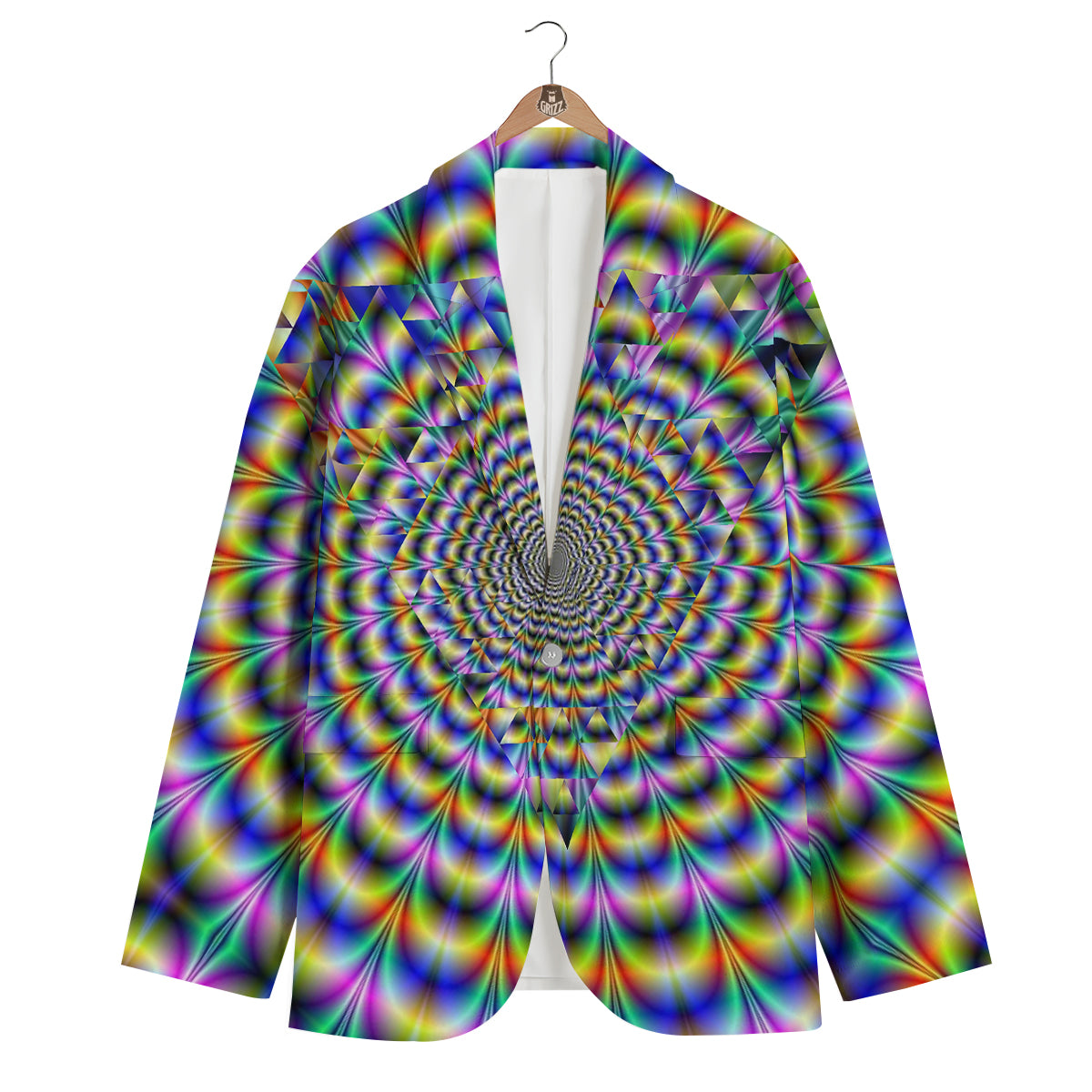 Colorful Psychedelic And Triangle Print Men's Blazer-grizzshop