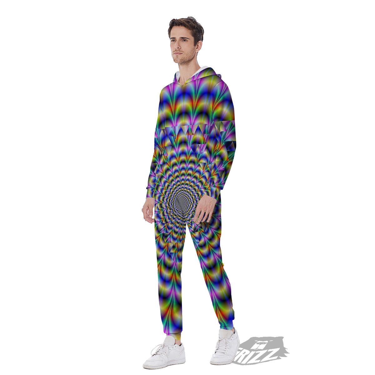 Colorful Psychedelic And Triangle Print Men's Jumpsuit-grizzshop