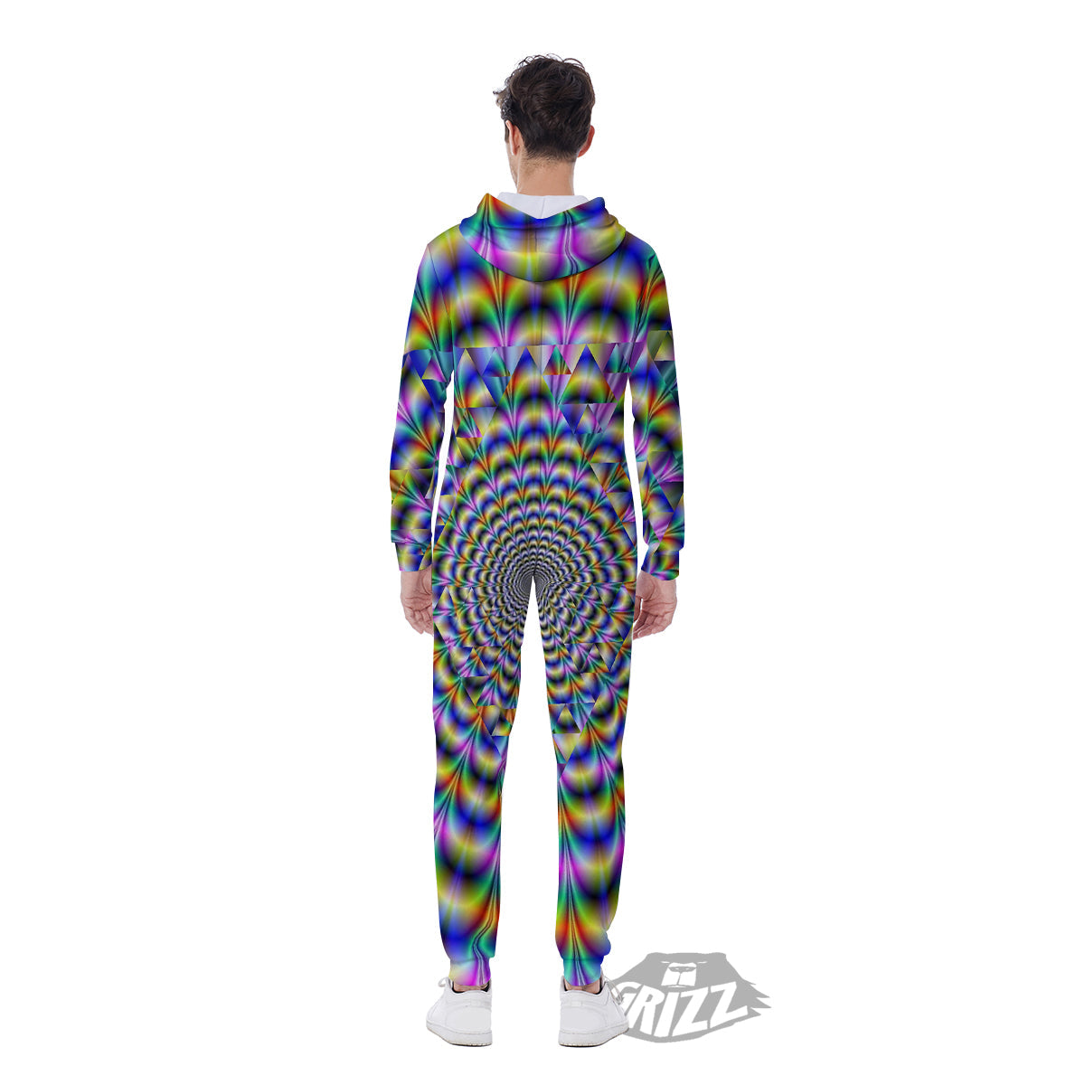 Colorful Psychedelic And Triangle Print Men's Jumpsuit-grizzshop