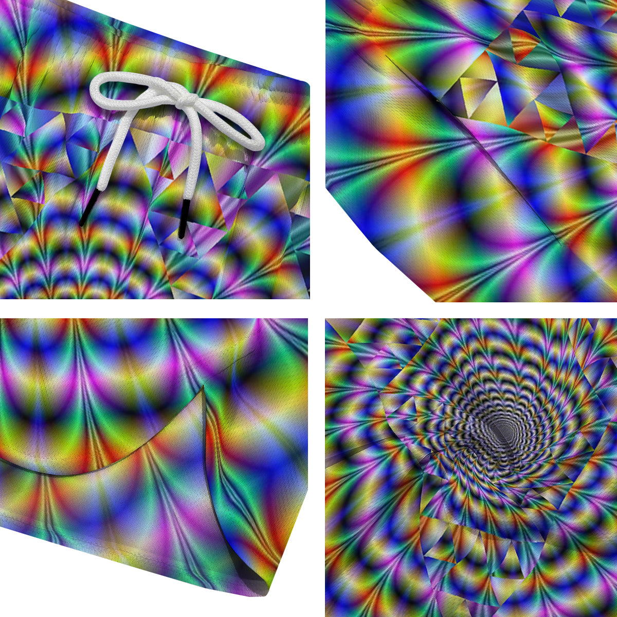 Colorful Psychedelic And Triangle Print Men's Running Shorts-grizzshop