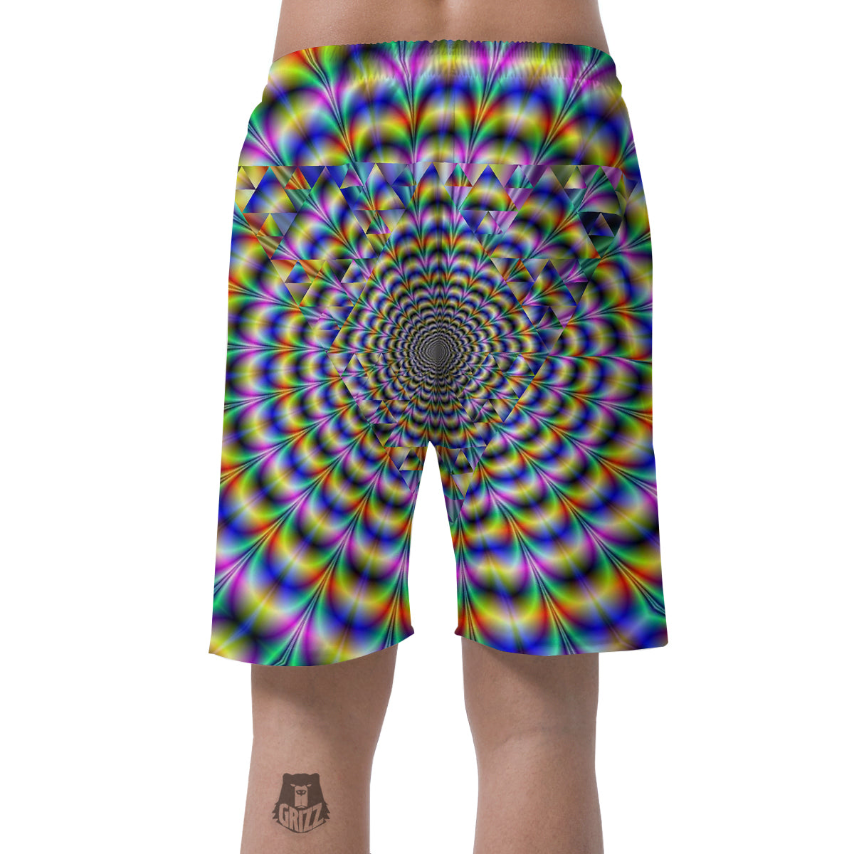 Colorful Psychedelic And Triangle Print Men's Shorts-grizzshop