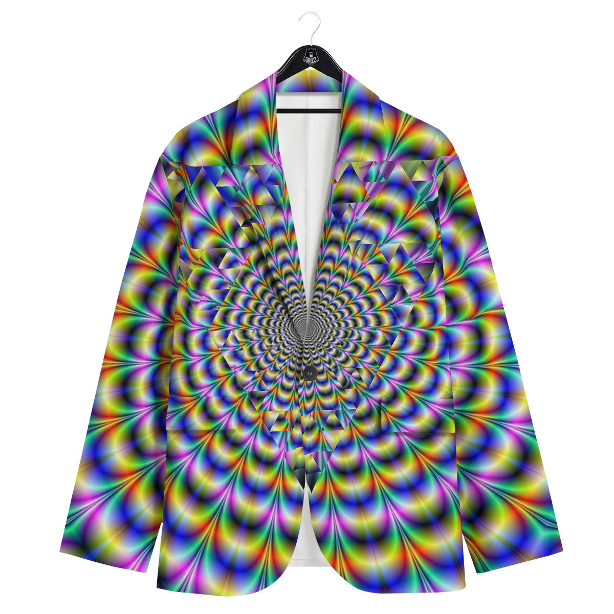 Colorful Psychedelic And Triangle Print Men's Sport Coat-grizzshop