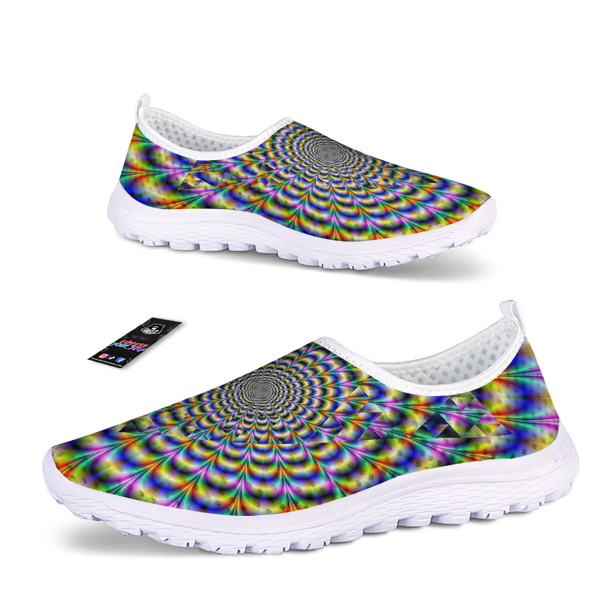 Colorful Psychedelic And Triangle Print Nurse Shoes-grizzshop