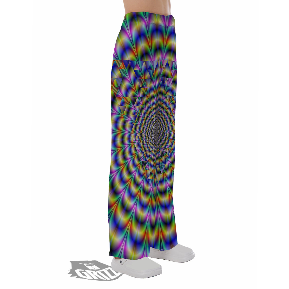 Colorful Psychedelic And Triangle Print Pajama Pants-grizzshop