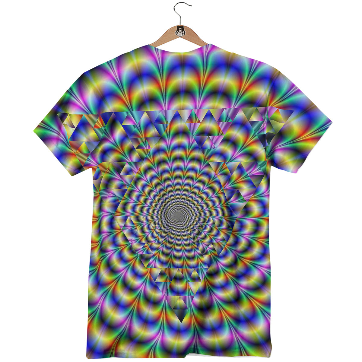 Colorful Psychedelic And Triangle Print T-Shirt-grizzshop