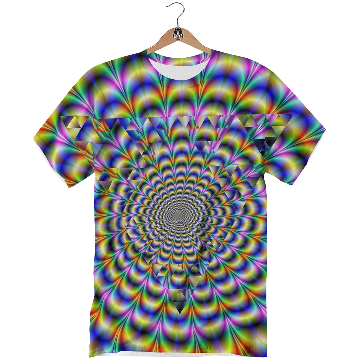 Colorful Psychedelic And Triangle Print T-Shirt-grizzshop