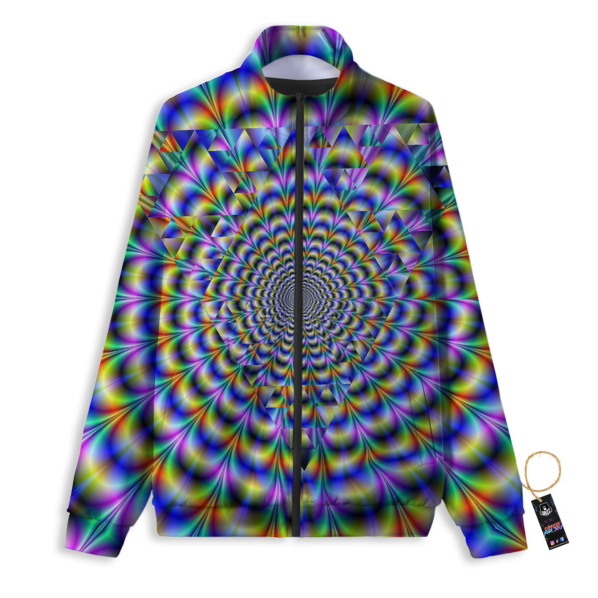 Colorful Psychedelic And Triangle Print Track Jacket-grizzshop