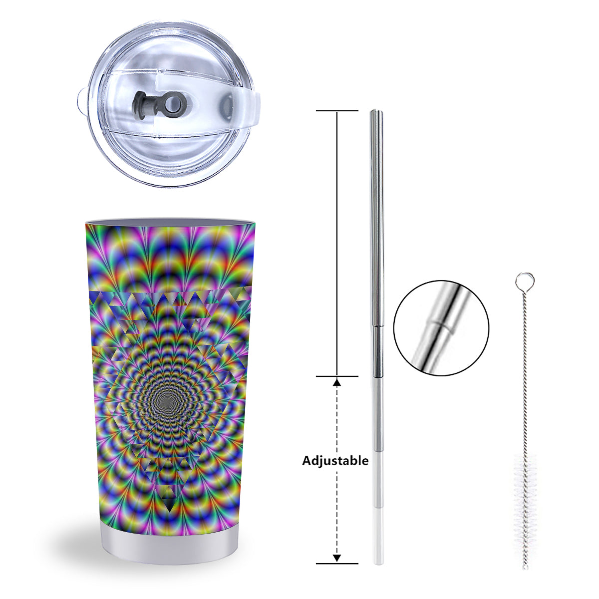 Colorful Psychedelic And Triangle Print Tumbler-grizzshop