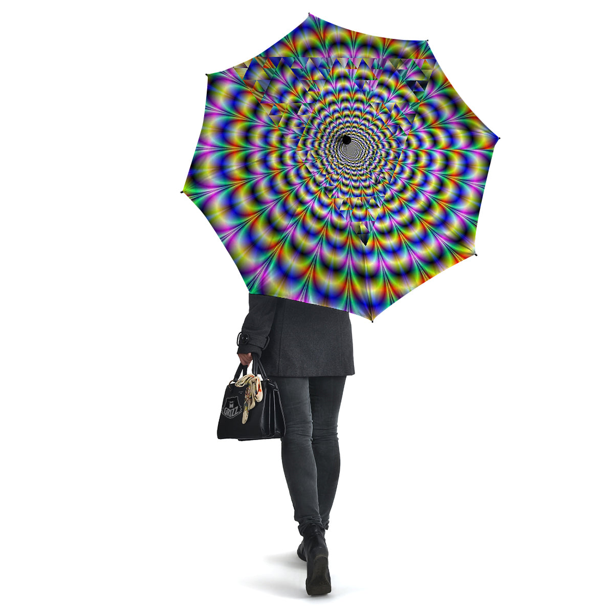 Colorful Psychedelic And Triangle Print Umbrella-grizzshop