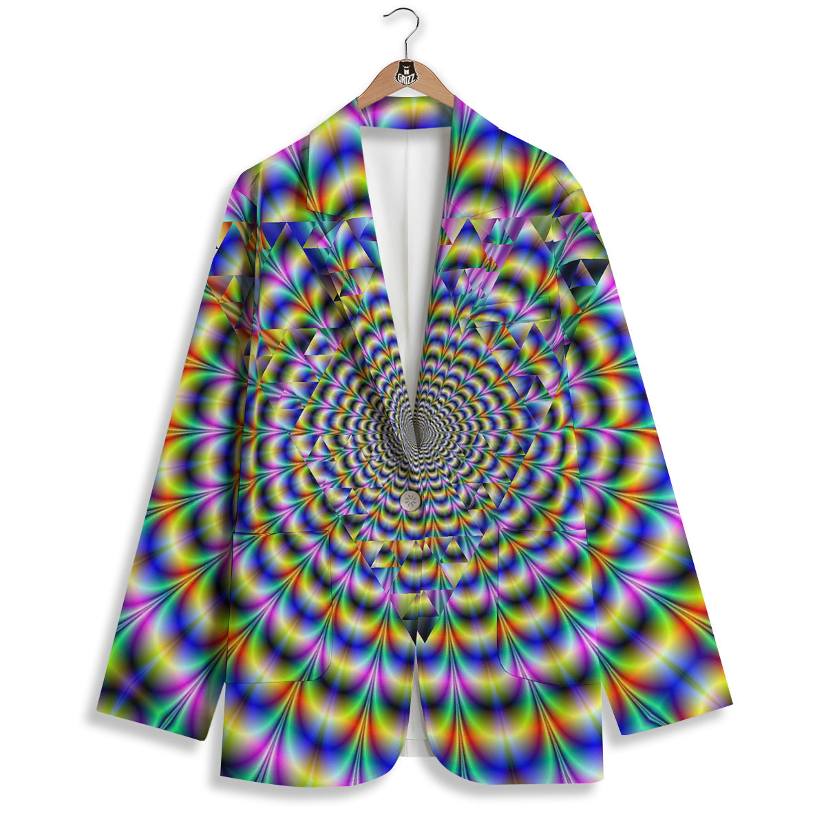 Colorful Psychedelic And Triangle Print Women's Blazer-grizzshop