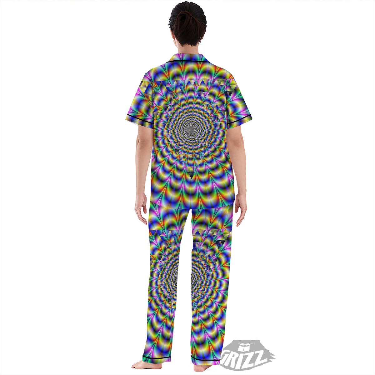 Colorful Psychedelic And Triangle Print Women's Pajamas Set-grizzshop