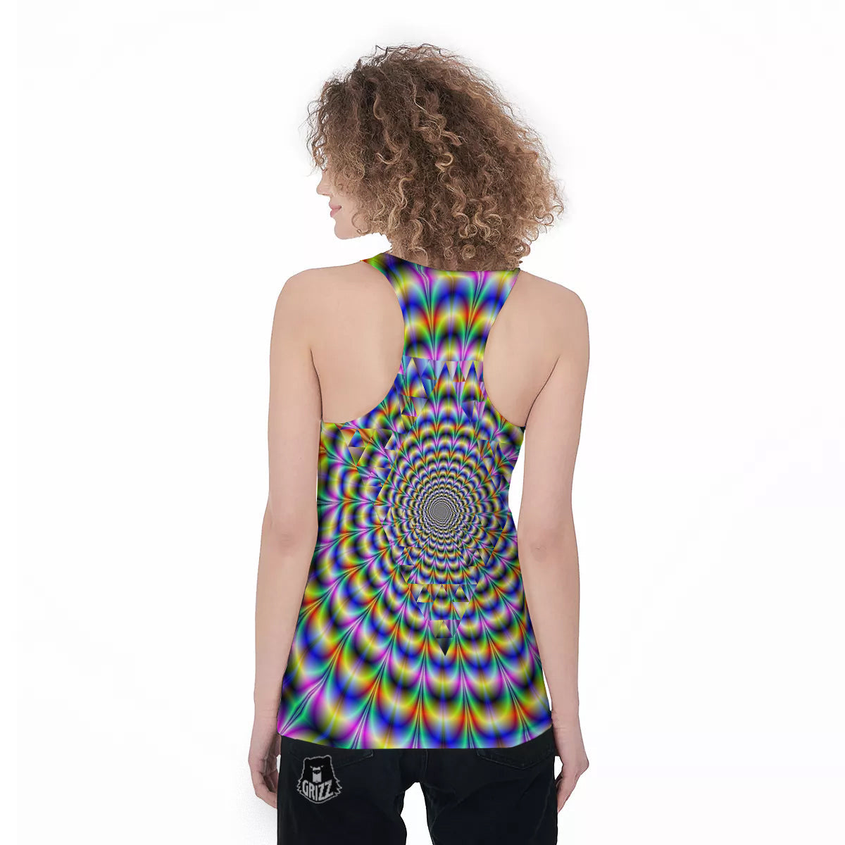 Colorful Psychedelic And Triangle Print Women's Racerback Tank Top-grizzshop