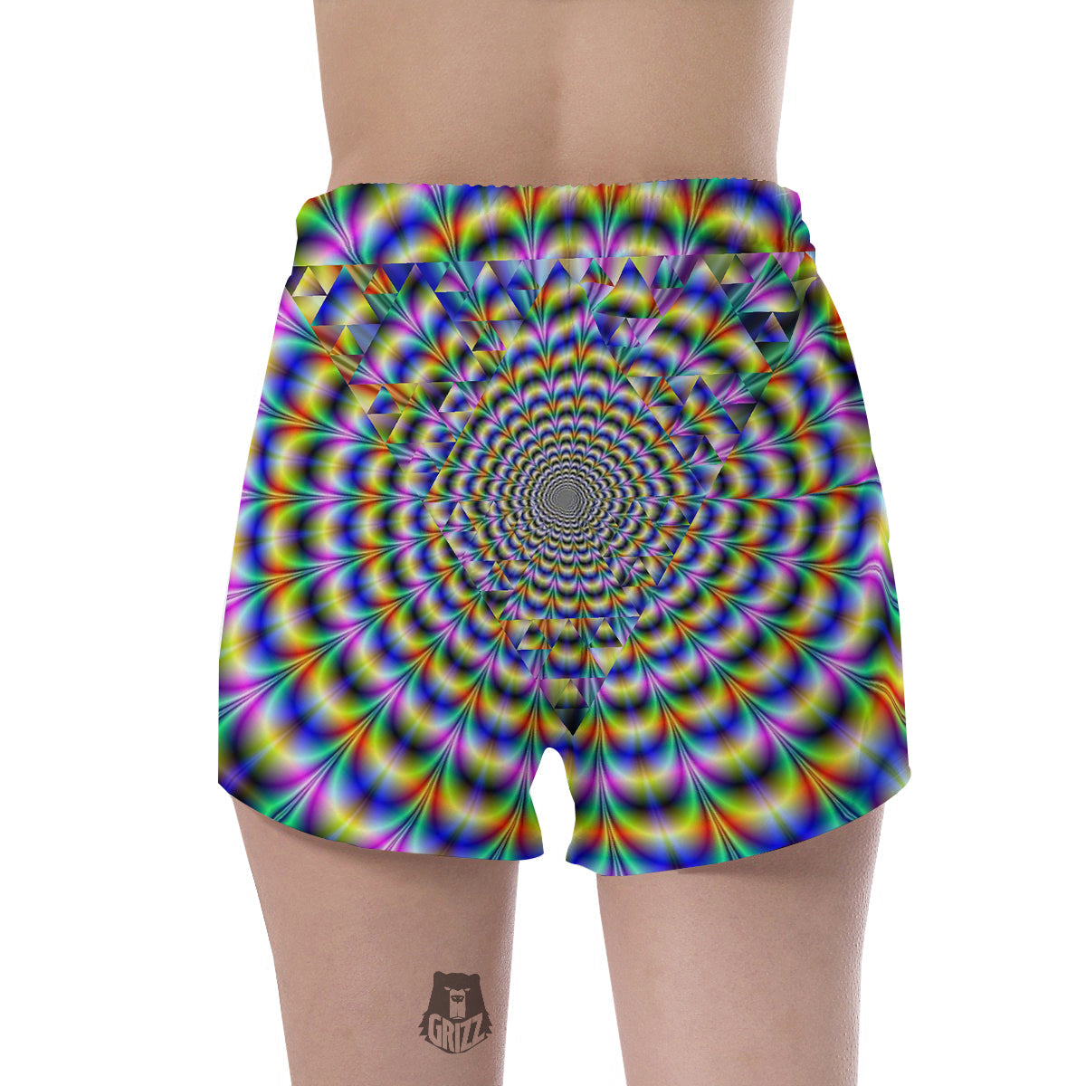 Colorful Psychedelic And Triangle Print Women's Shorts-grizzshop
