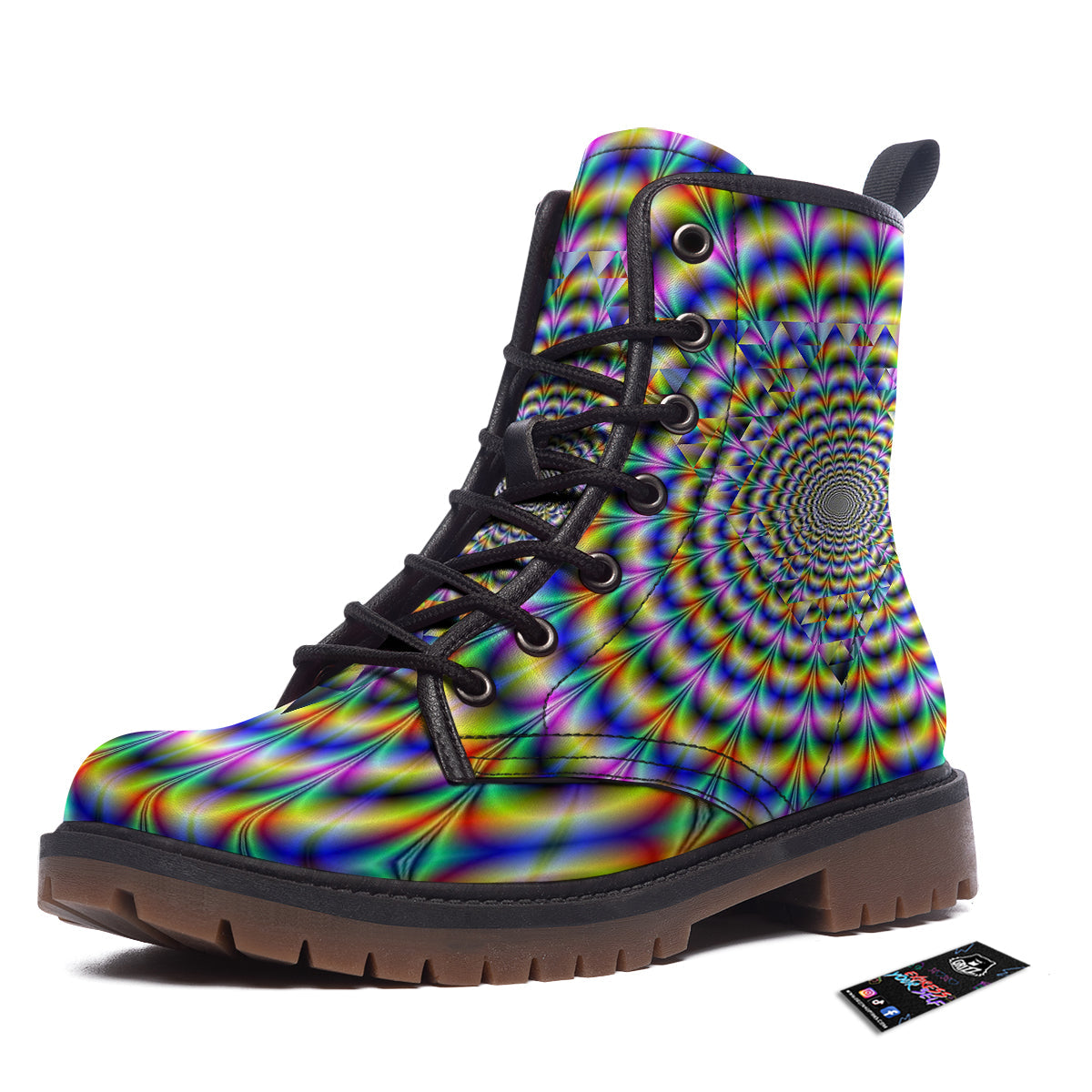 Colorful Psychedelic And Triangle Print Work Boots-grizzshop