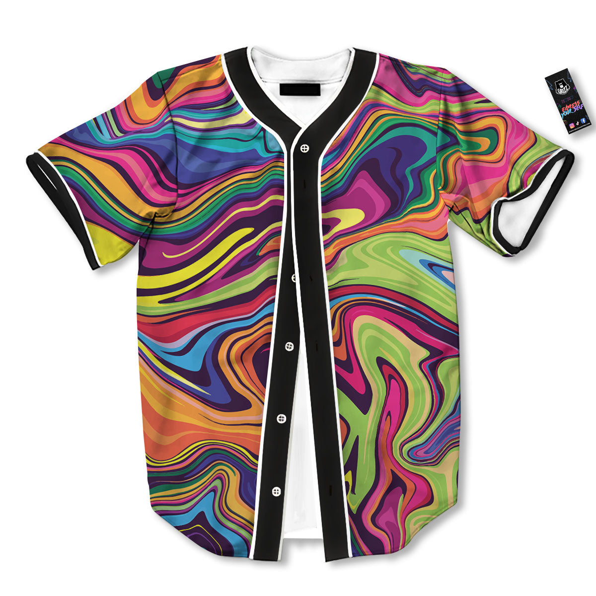 Colorful Psychedelic Print Baseball Jersey-grizzshop
