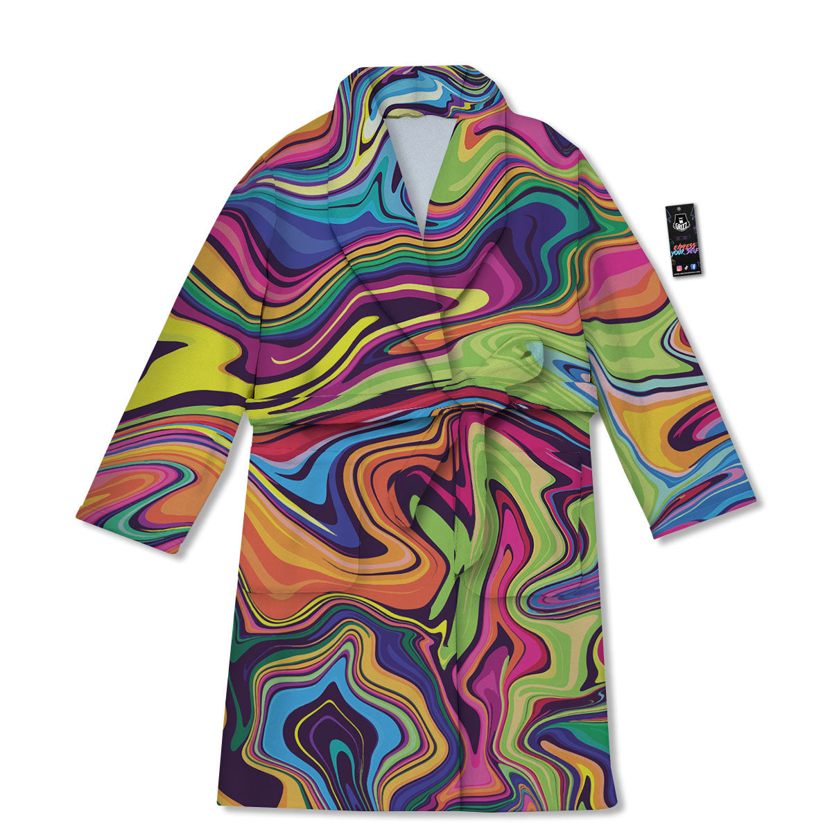 Colorful Psychedelic Print Bathrobe-grizzshop