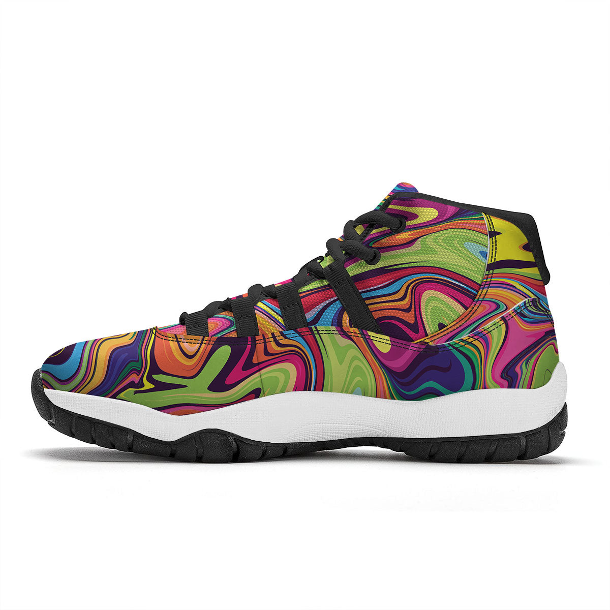 Colorful Psychedelic Print Black Bball Shoes-grizzshop