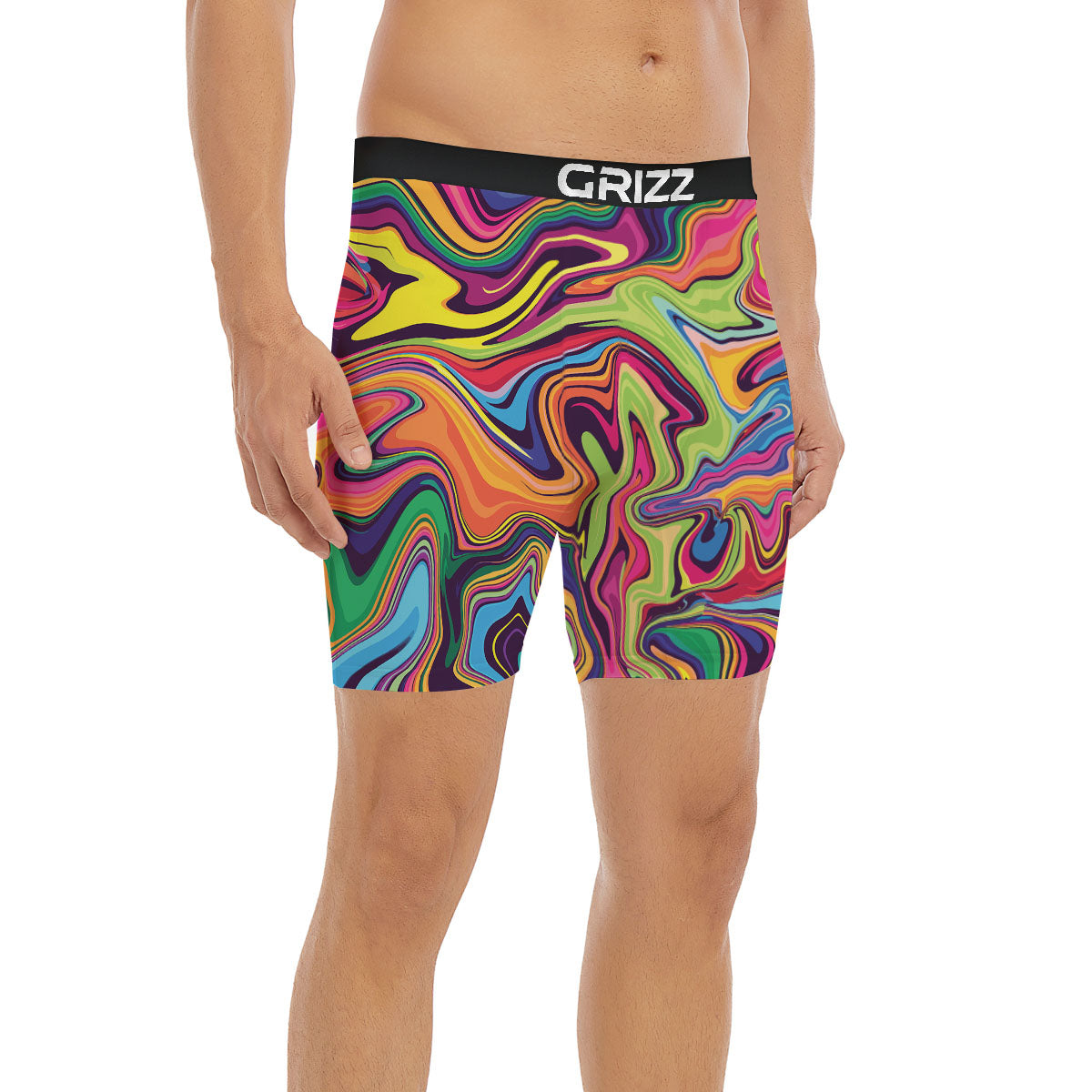 Colorful Psychedelic Print Boxer Briefs-grizzshop