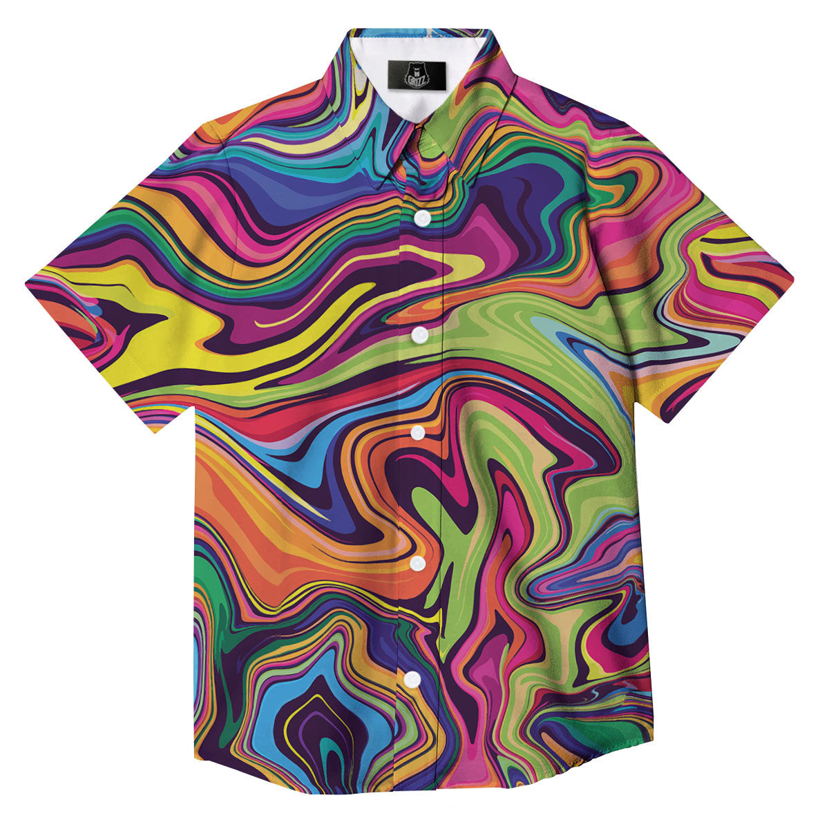 Colorful Psychedelic Print Button Up Shirt-grizzshop