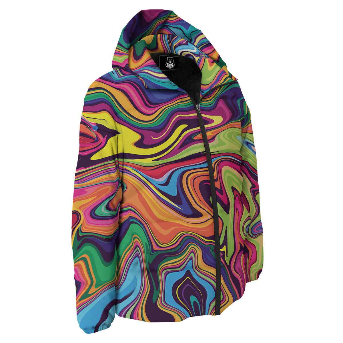 Colorful Psychedelic Print Down Jacket-grizzshop