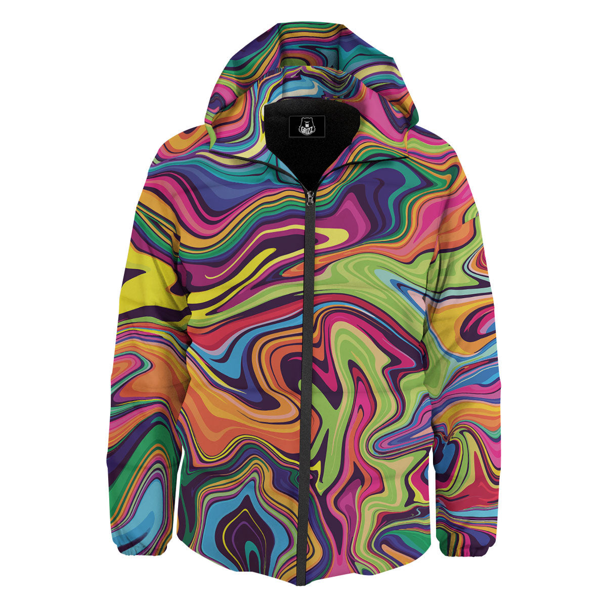 Colorful Psychedelic Print Down Jacket-grizzshop