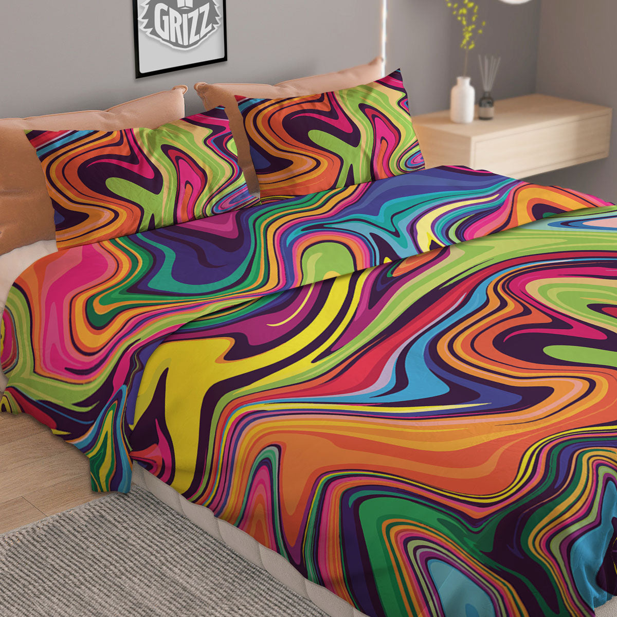 Cherry Watercolor Print Pattern Duvet Cover Bedding Set