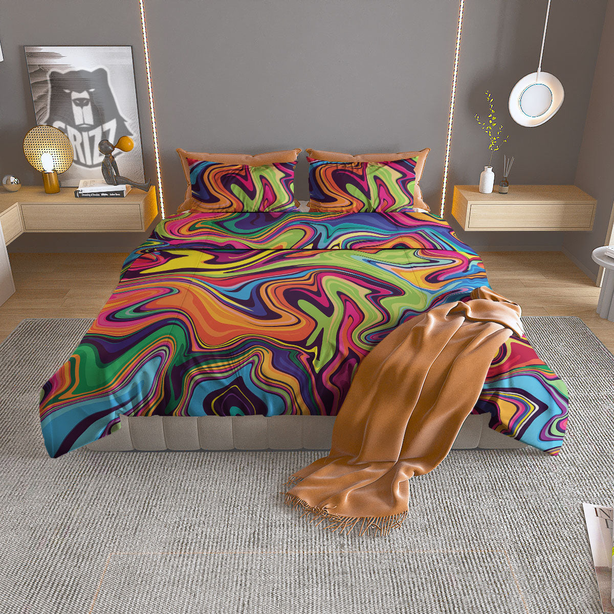 Cherry Watercolor Print Pattern Duvet Cover Bedding Set