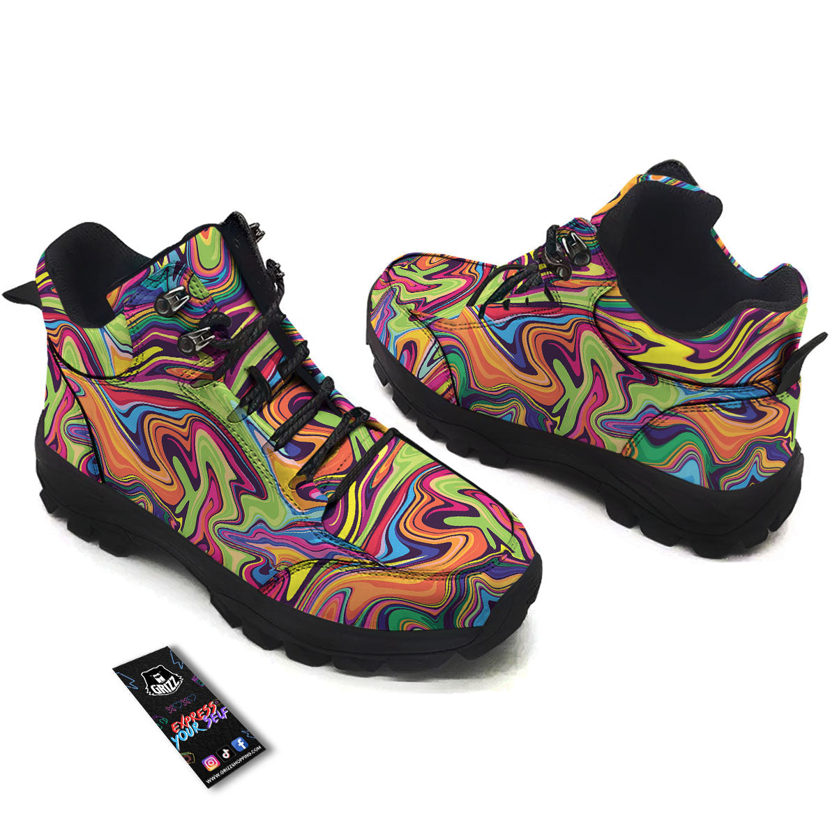 Colorful Psychedelic Print Hiking Shoes-grizzshop