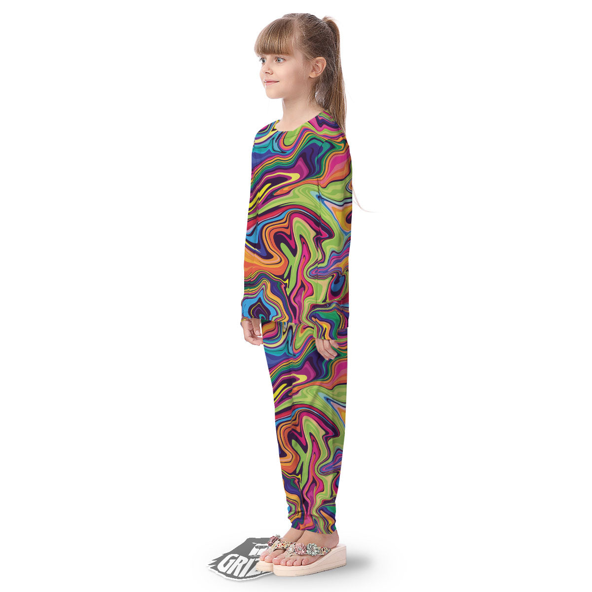Colorful Psychedelic Print Kid's Pajamas-grizzshop
