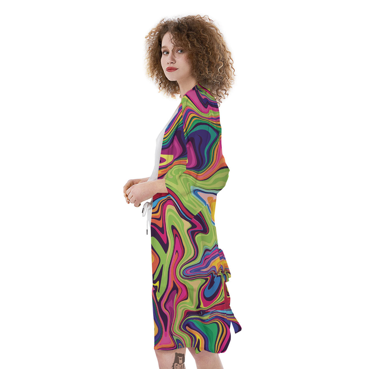 Colorful Psychedelic Print Kimono-grizzshop
