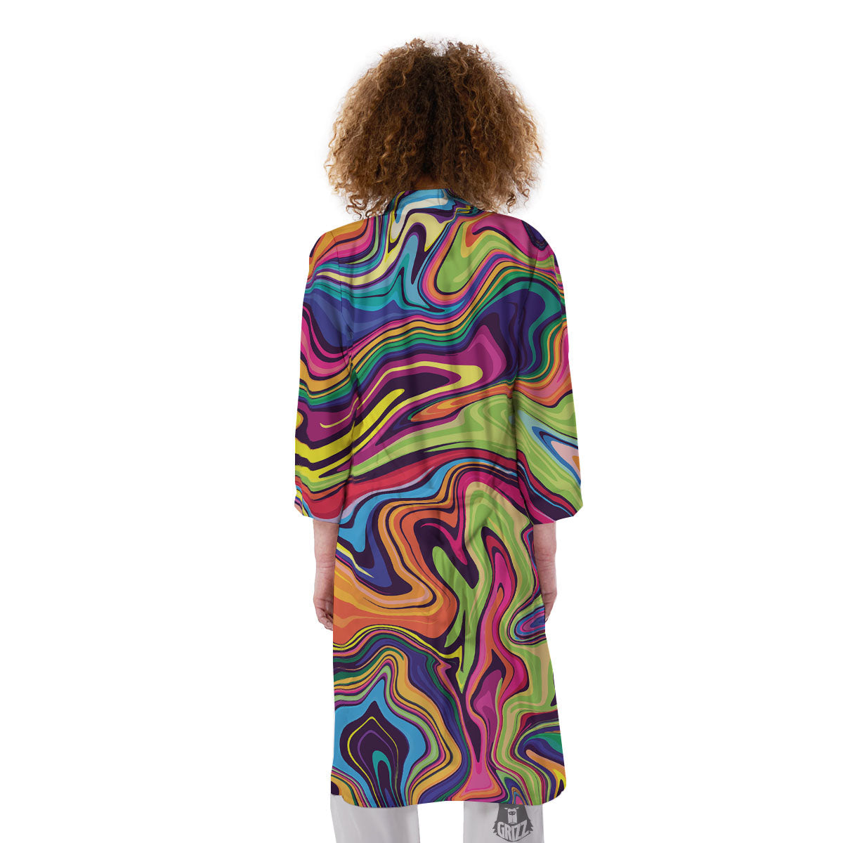 Colorful Psychedelic Print Kimono-grizzshop
