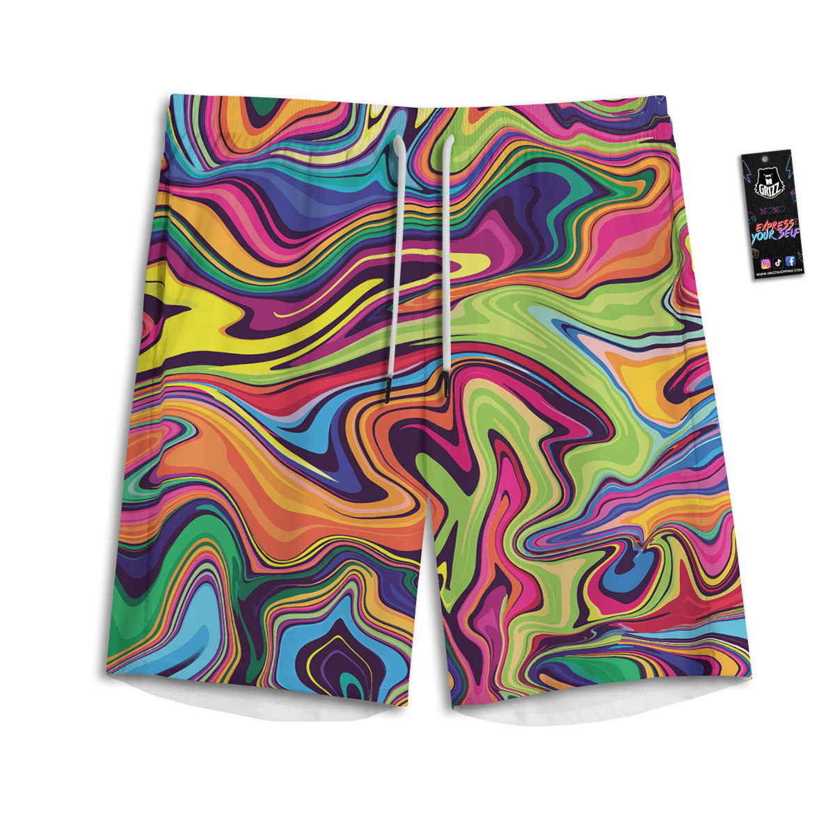 Colorful Psychedelic Print Men's Athletic Shorts