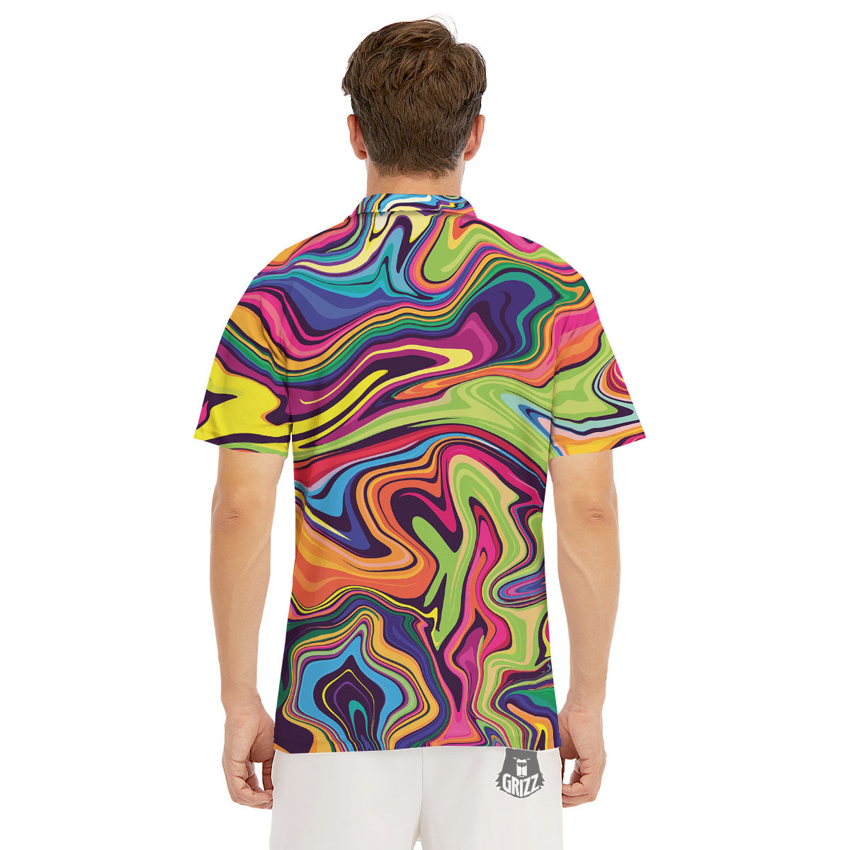 Colorful Psychedelic Print Men's Golf Shirts-grizzshop