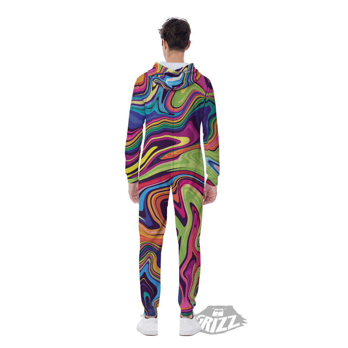 Colorful Psychedelic Print Men's Jumpsuit-grizzshop