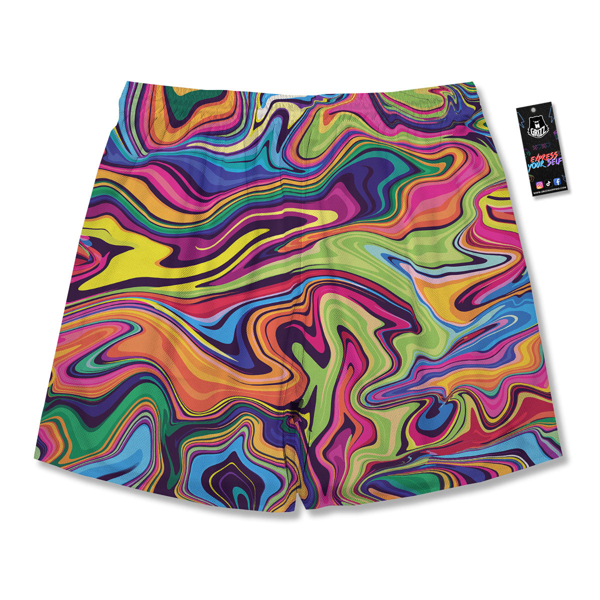 Colorful Psychedelic Print Men's Running Shorts-grizzshop