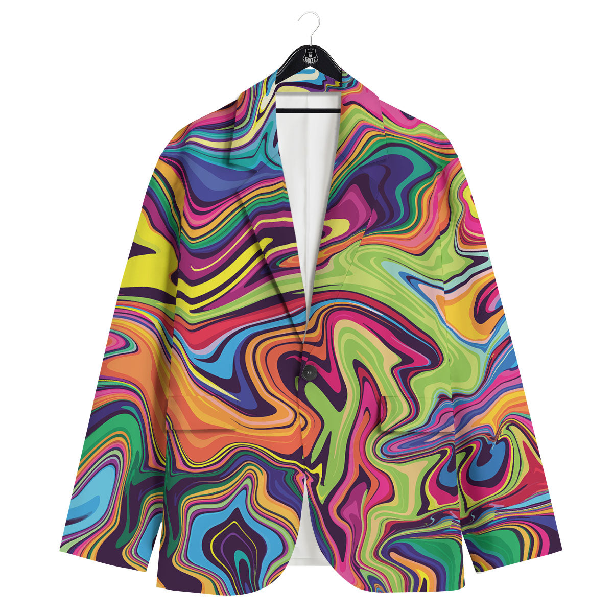 Colorful Psychedelic Print Men's Sport Coat-grizzshop