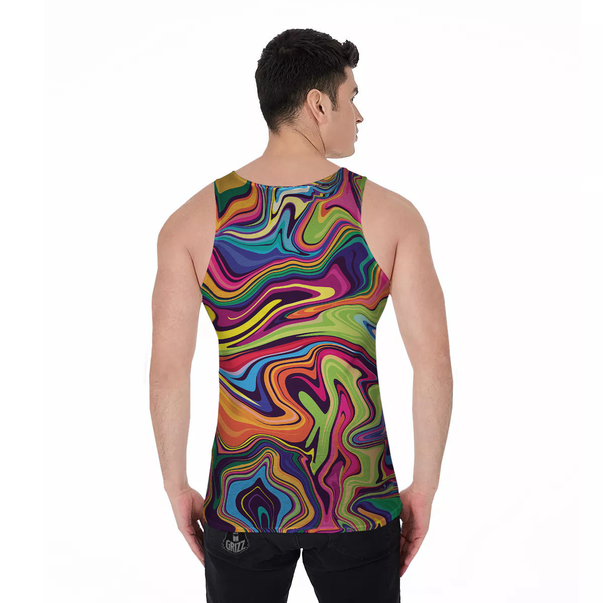 Colorful Psychedelic Print Men's Tank Top-grizzshop