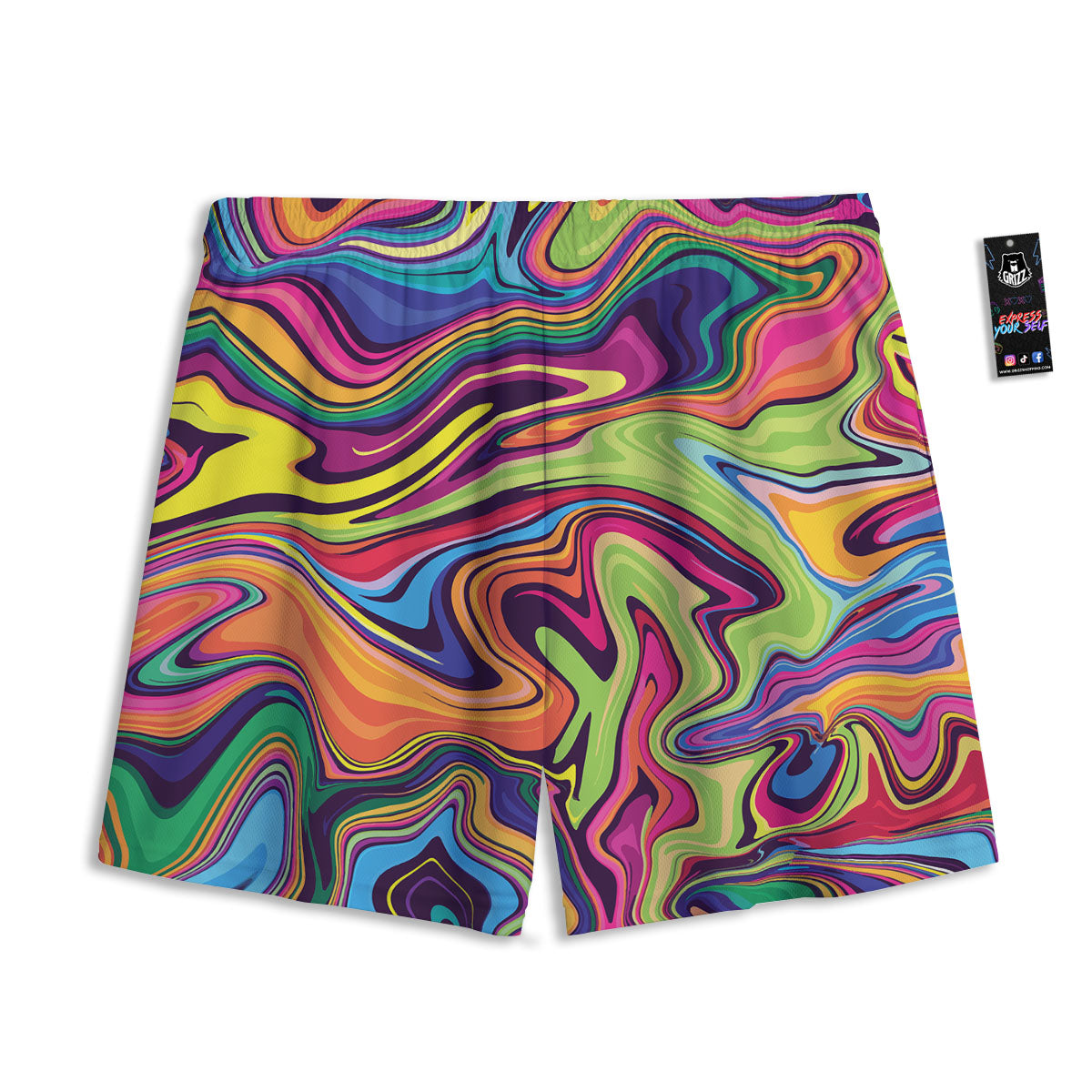 Colorful Psychedelic Print Mesh Shorts